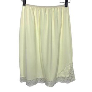 Vintage 60s Yellow Short Lace Antron Nylon Tricot Slip Small